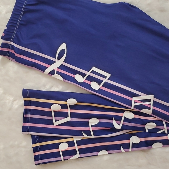 CALLIE LIVES Bluish purple musical note graphic leggings NWOT OS 2-12 NWOT - Picture 2 of 7
